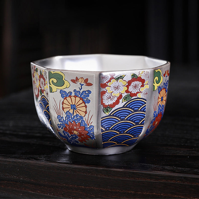 Chrysanthemum Ceramic Teacup for Zen Decor | 165ml & 100ml