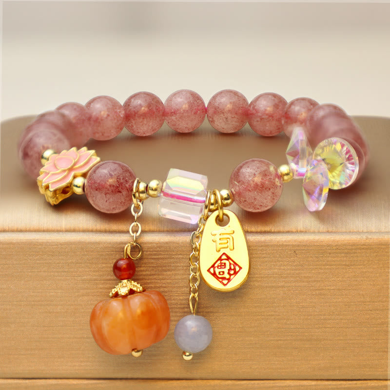 Strawberry Quartz Fu Charm Positive Spiritual Bracelet