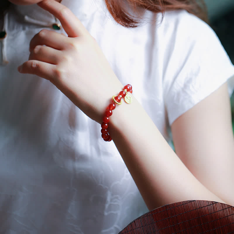 Natural Red Agate Confidence Bracelet for Calm & Growth
