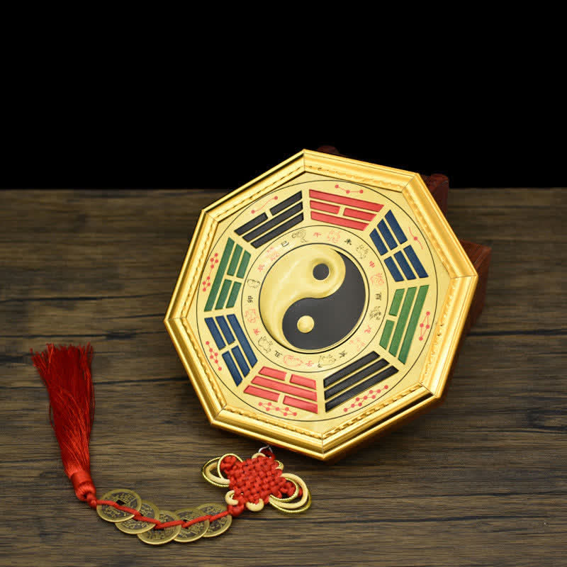 Bagua Map Feng Shui Balance Energy with Five Emperor Coins 17.5cm