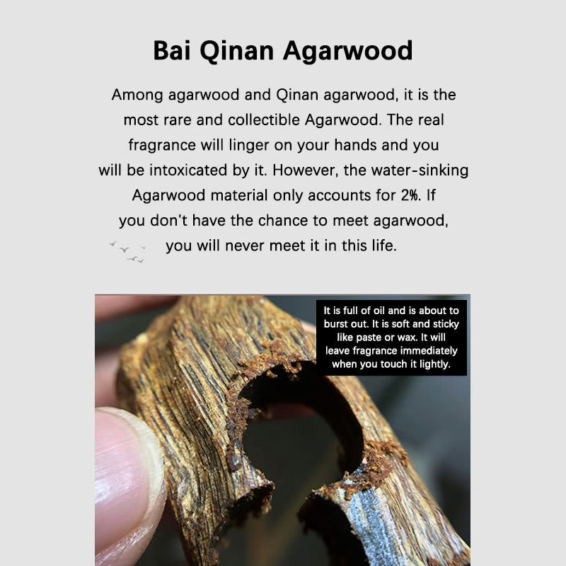 Bai Qinan Agarwood Meditation Bracelet for Strength 17cm