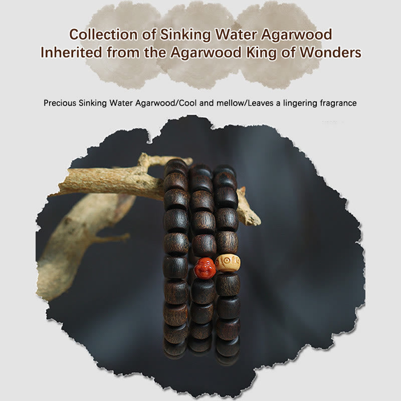 Bai Qinan Agarwood Meditation Bracelet for Strength 17cm