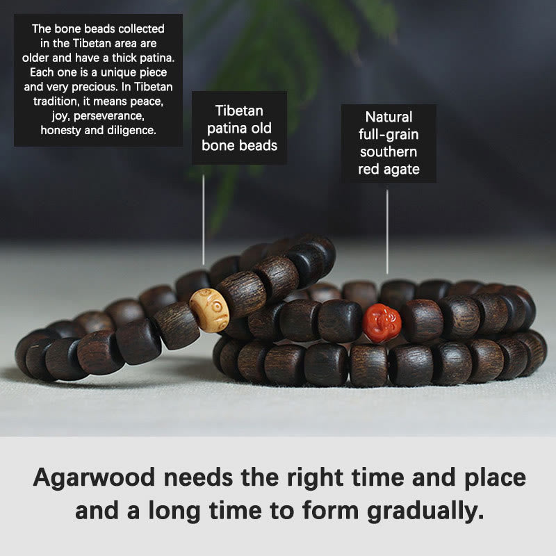 Bai Qinan Agarwood Meditation Bracelet for Strength 17cm