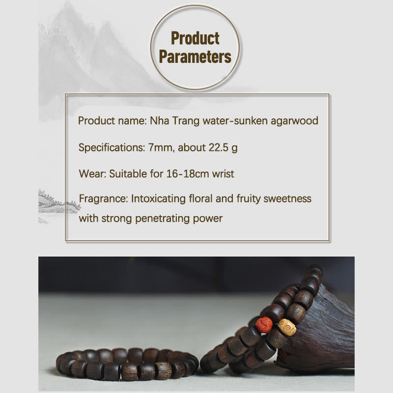 Bai Qinan Agarwood Meditation Bracelet for Strength 17cm