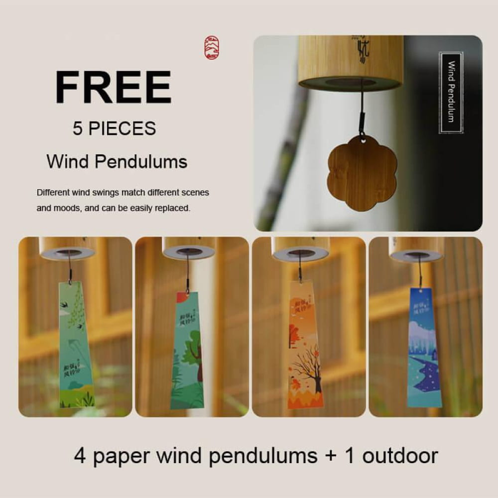 Decorative wind pendulums with nature-themed designs for Bamboo 9-Tone Wind Chime