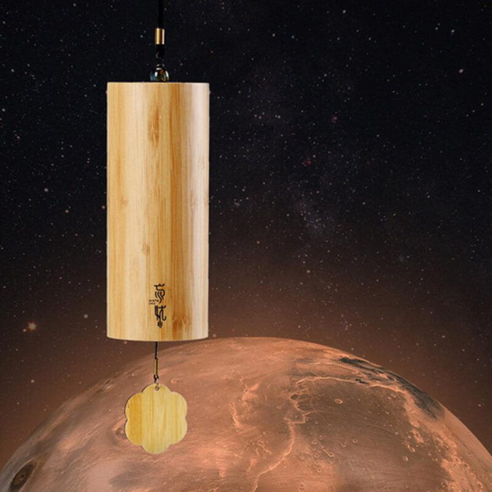 Wooden wind chime featuring a single hanging element for melodic relaxation