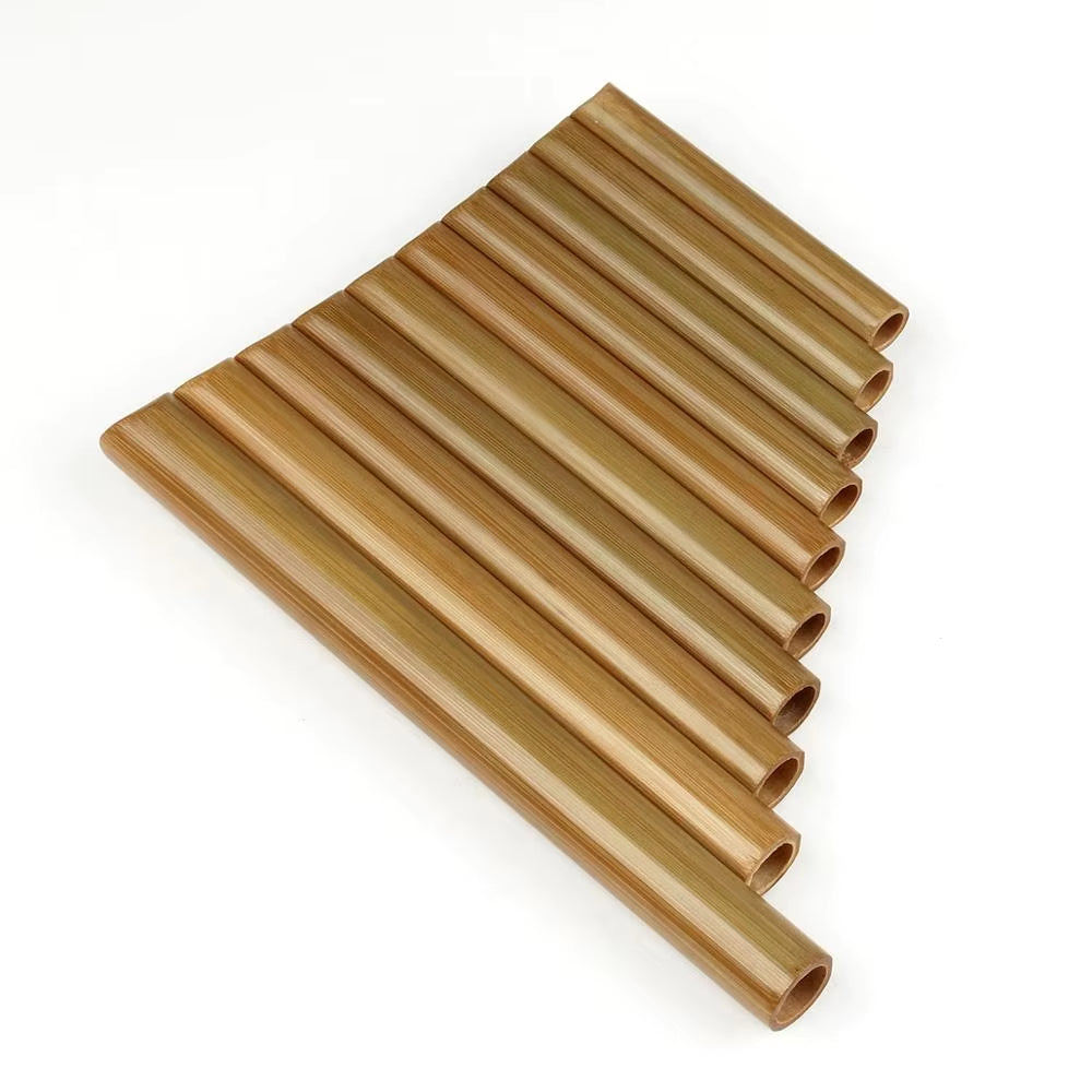 Bamboo Pan Flute C Key arranged in descending order of bamboo pipes, Chinese traditional instrument