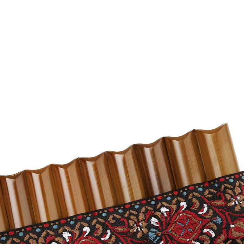 Bamboo Pan Flute G Key with 15 handmade pipes arranged in descending order