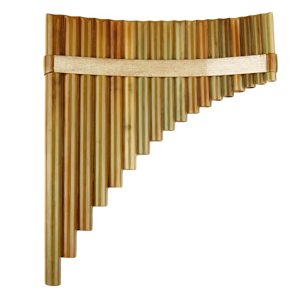 Bamboo Pan Flute Instrument featuring 18 descending bamboo pipes in F Key