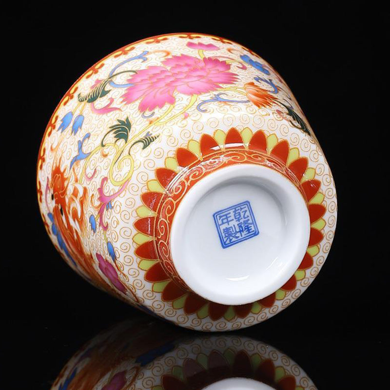 2Pcs Dragon Phoenix Ceramic Tea Cups for Zen Decor