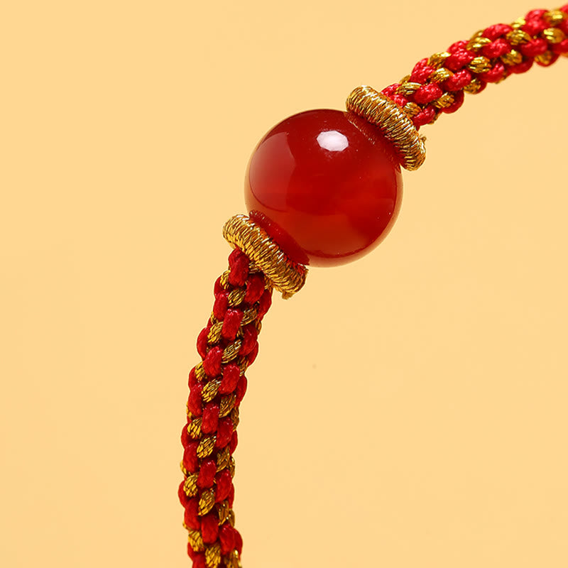 Handmade Red Agate Amethyst Calm Braided Bracelet