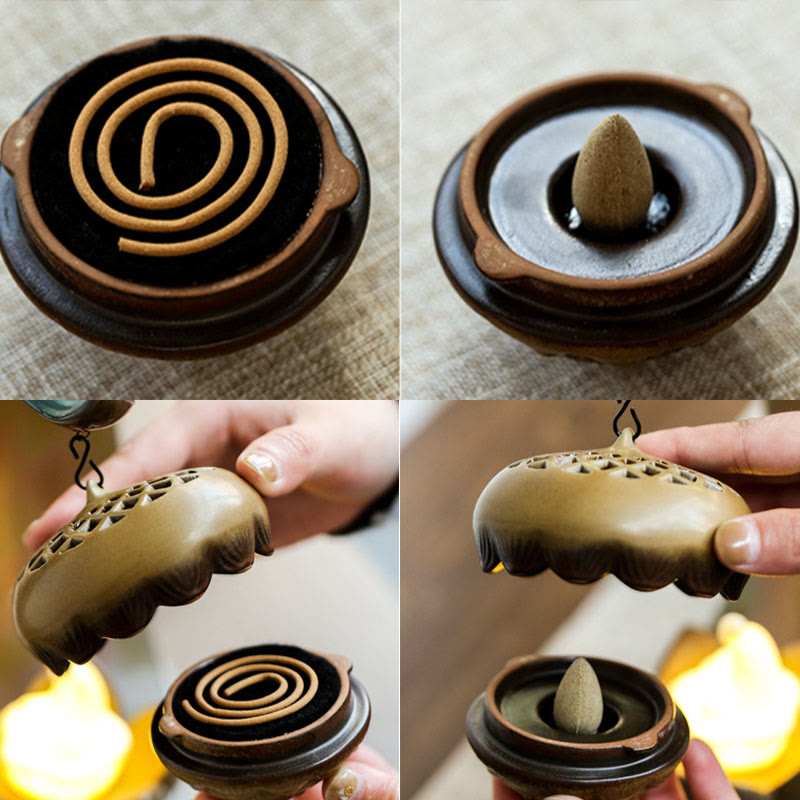LED Buddha Hand Backflow Smoke Fountain Ceramic Incense Burner