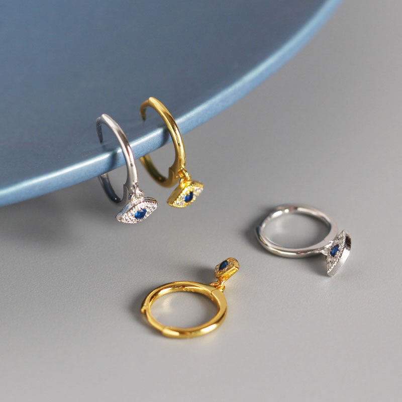 925 Sterling Silver Evil Eye Protection Stud Earrings