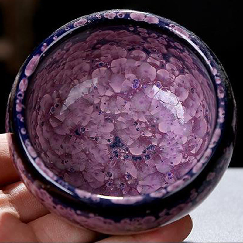 Colorful Iris Flowers Jian Zhan Teacup 110ml Ceramic