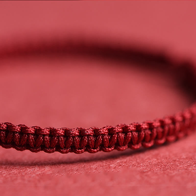 Cinnabar Bracelet with Red String | Four Leaf Clover Blessing