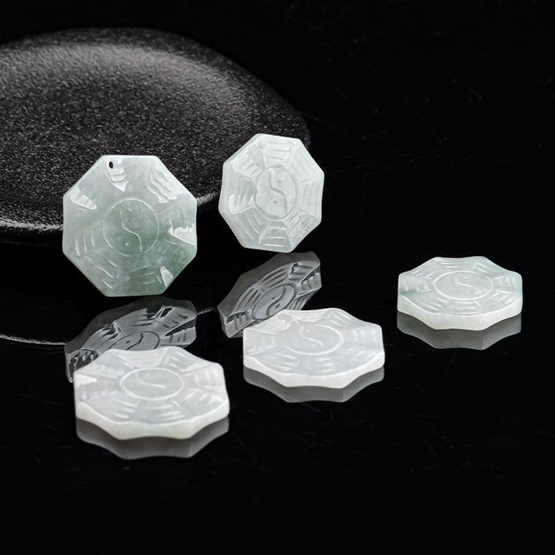 Natural Jade Bagua Yin Yang Luck Necklace for Prosperity