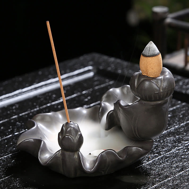 Koi Fish Purple Clay Zen Incense Burner for Luck & Calm