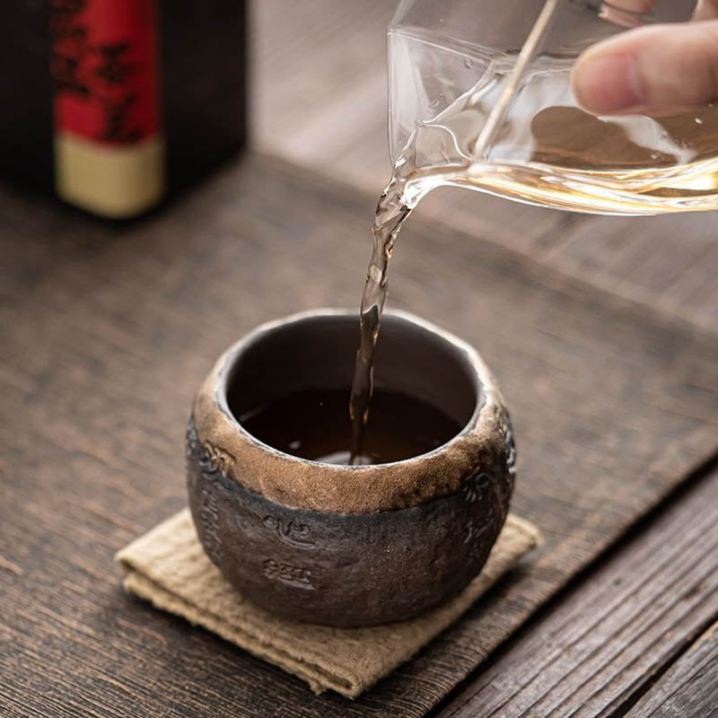 130ml Heart Sutra Engraved Ceramic Kung Fu Tea Cup