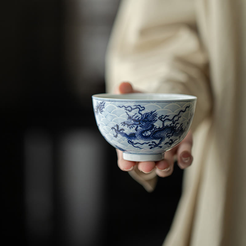 Blue Dragon Ceramic Teacup 80ml | Chinese Tea Cup