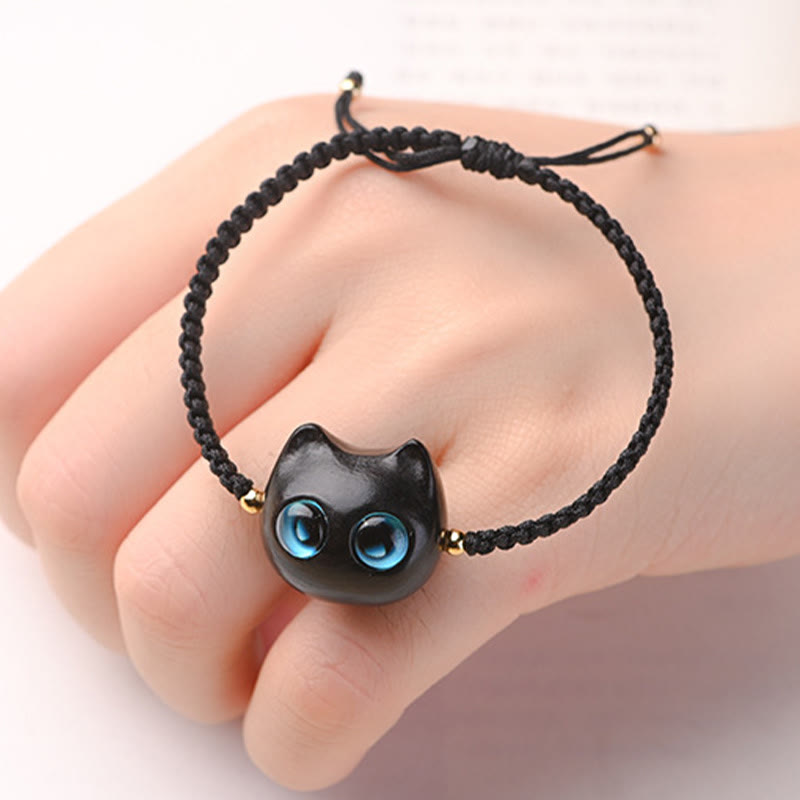 Unisex Small Leaf Red Sandalwood and Ebony Wood Calm Protection Bracelet