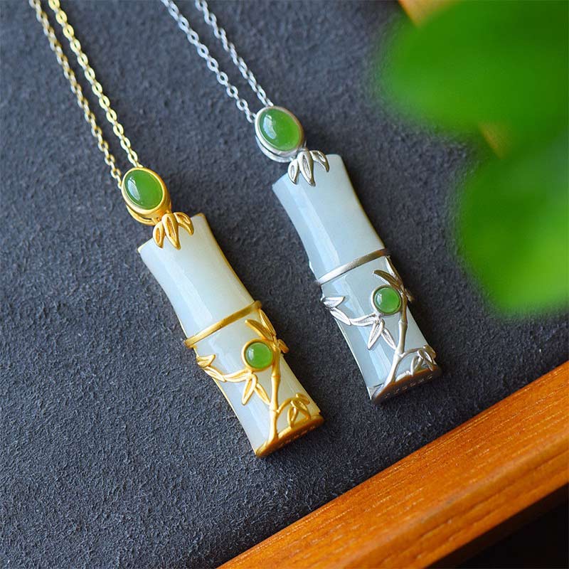 Unisex White Jade Cyan Jade Protection Necklace