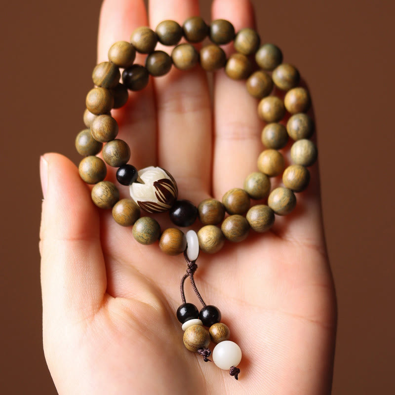 Green Sandalwood Lotus Soothing Double Wrap Bracelet
