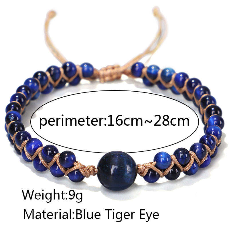 4mm Blue Tiger Eye and Amethyst Protection Bracelet