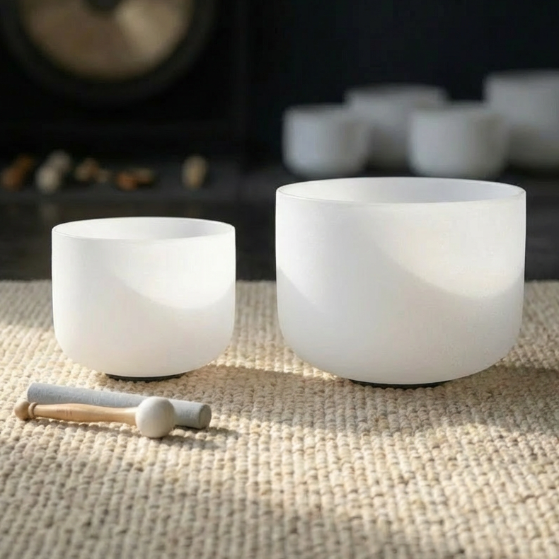 Earth Star and Soul Star Perfect Pitch Crystal Singing Bowls 10 B3 and 8 C5 with Carrier Bag