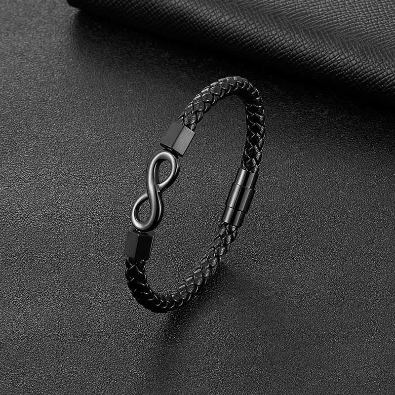 Endless Knot Titanium Steel Leather Spiritual Balance Bracelet