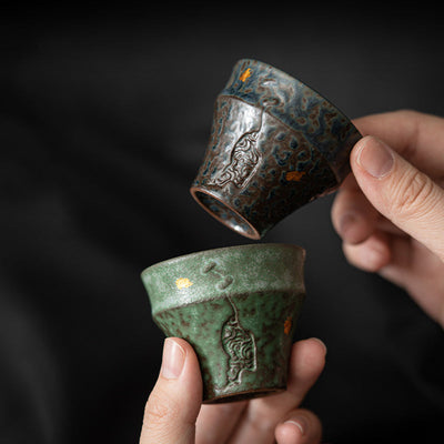 Vintage Ceramic Teacup 50ml for Sacred Space Rituals