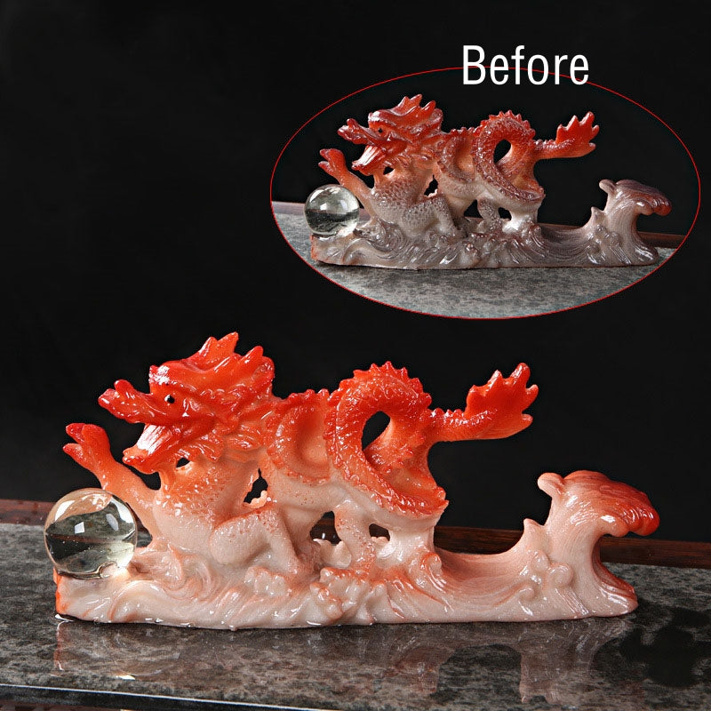 Color Changing Resin Chinese Dragon Figurine for Luck and Success