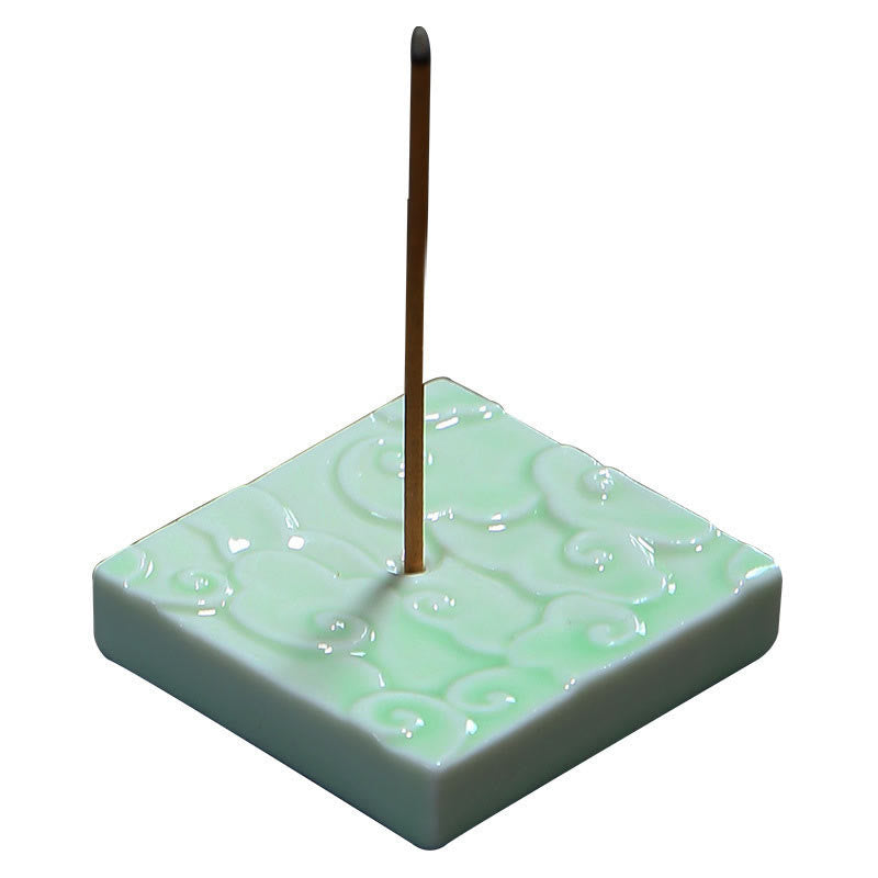 Mini Ceramic Incense Burner with Auspicious Cloud Design