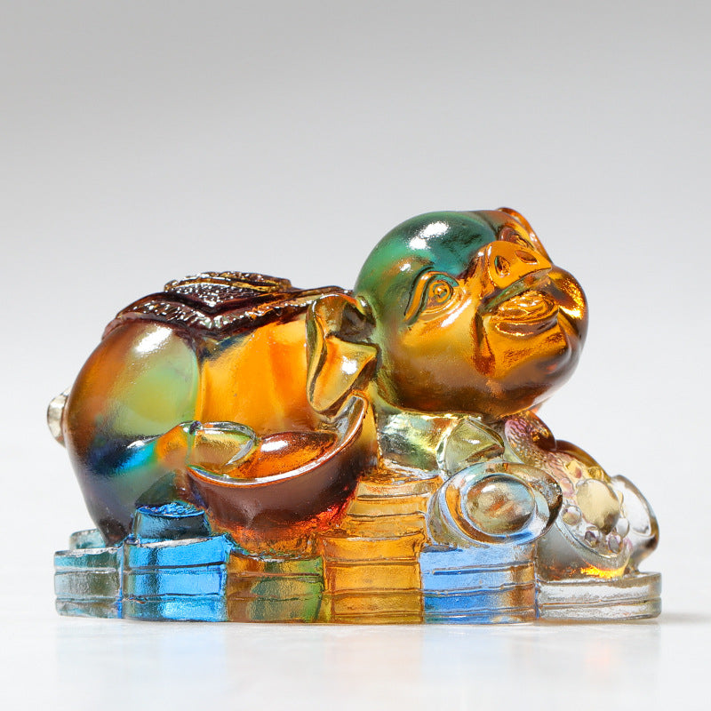 Handmade Liuli Crystal Chinese Dragon Figurine for Protection & Prosperity