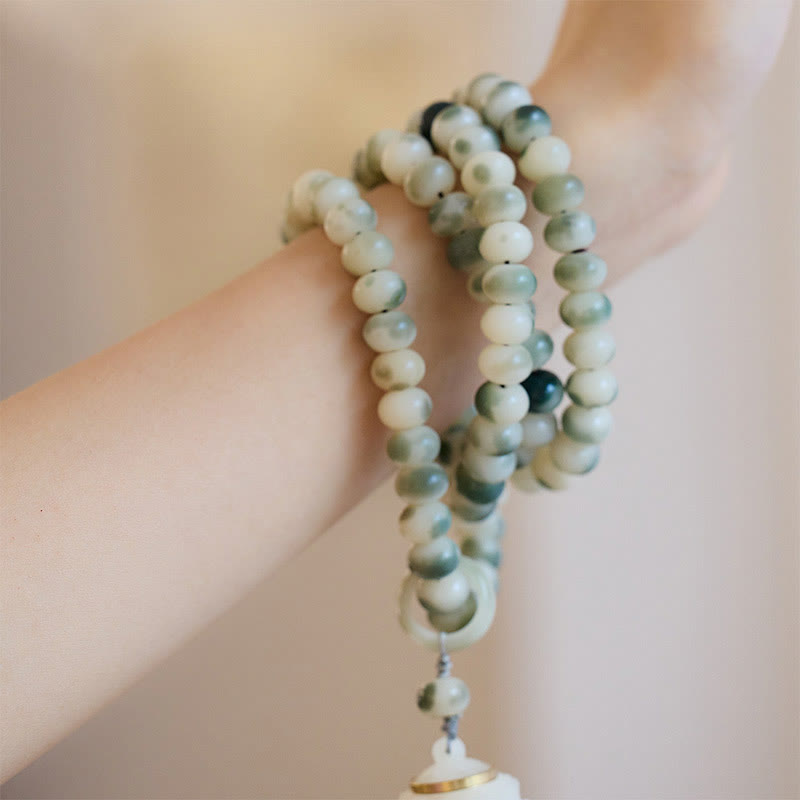 Natural 108 Bodhi Seed Mala Bracelet for Wisdom & Meditation