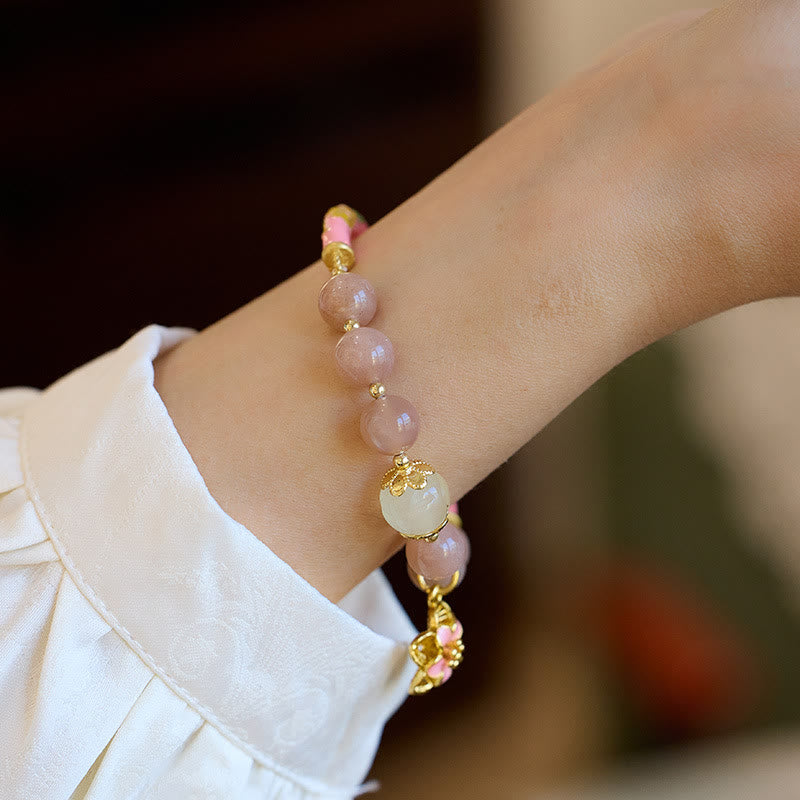 8mm Sun Stone Golden Silk Jade Wealth Bracelet