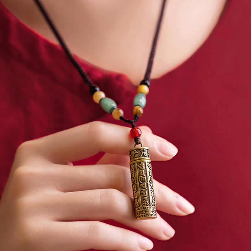 Om Mani Padme Hum Protection Necklace | Copper & Bodhi Seed