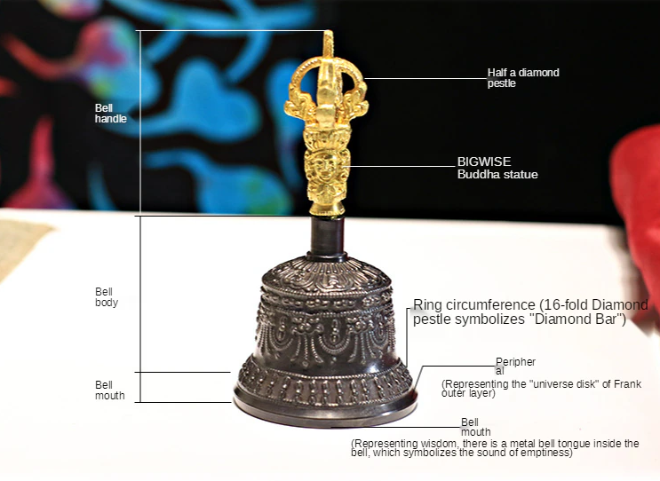 Tibetan Meditation Bell Set with Dorje, 20cm Instrument