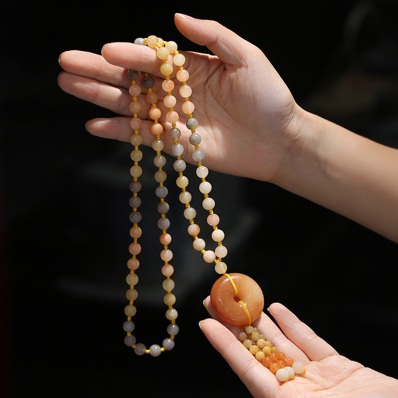 Golden Silk Jade Pendant Necklace | Wealth & Luck Charm