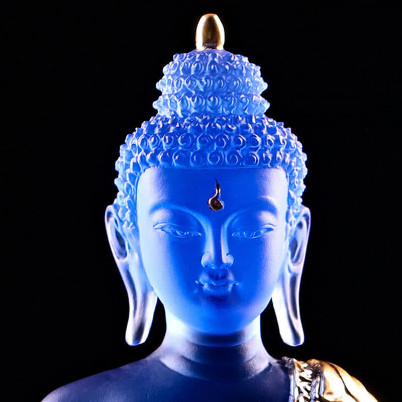 Handmade Liuli Crystal Medicine Buddha Statue 13cm