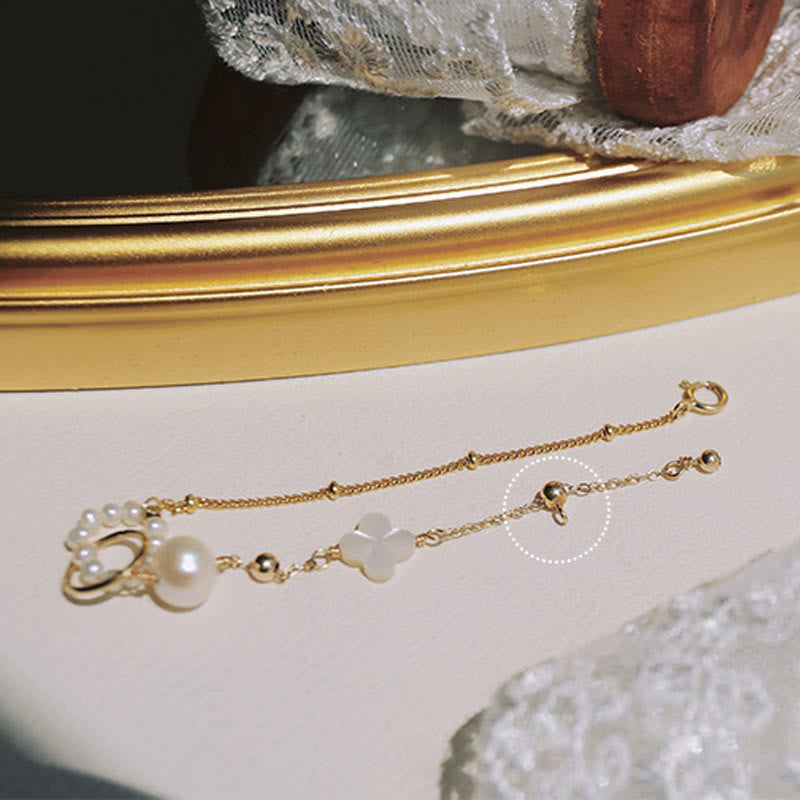 14K Gold Plated Pearl Double Peace Buckle Bracelet