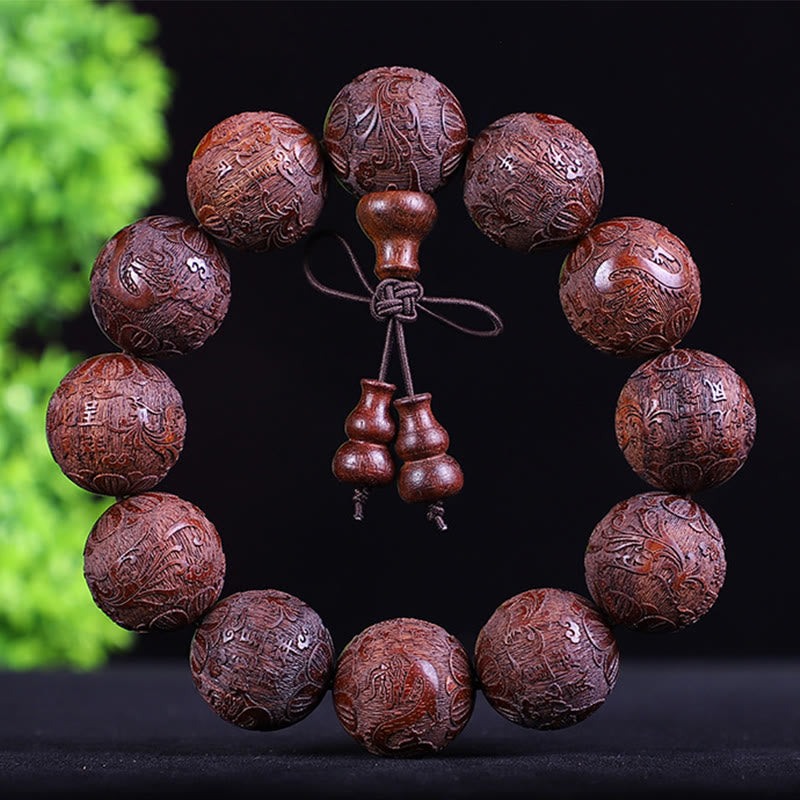 Rosewood Chinese Zodiac Bracelet | 12 Zodiac Beads Warmth