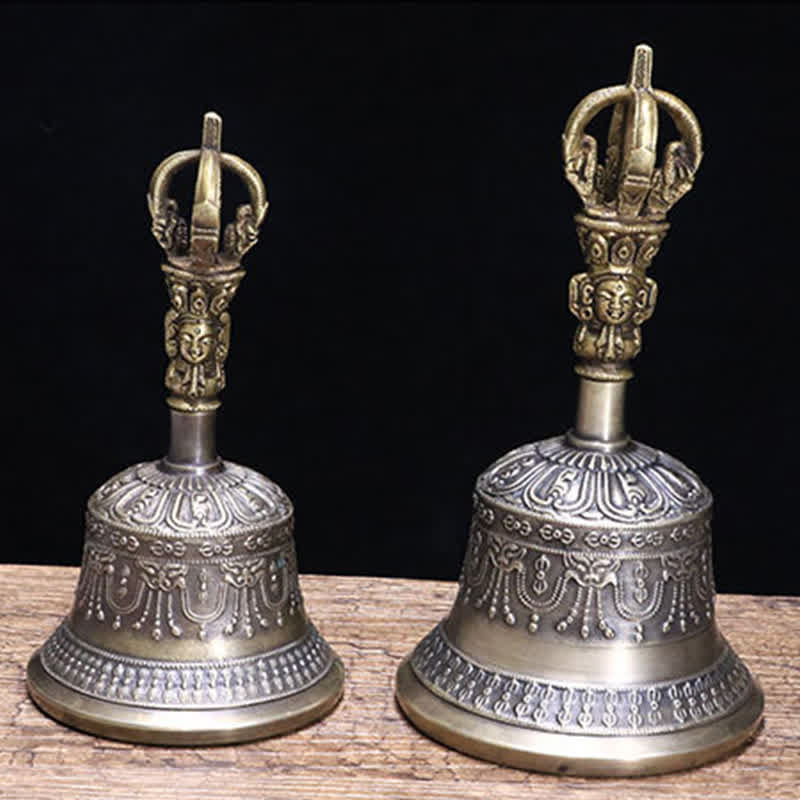 Copper Tibetan Bell and Vajra Meditation Set - Small