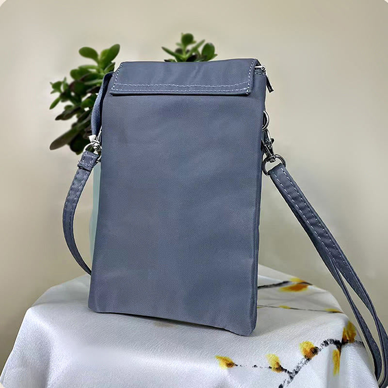 Handmade Embroidered Lotus Flowers Crossbody Bag Waterproof
