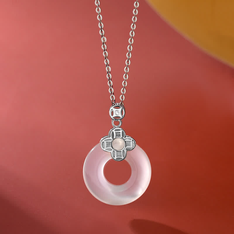 925 Sterling Silver Chalcedony Peace Buckle Necklace