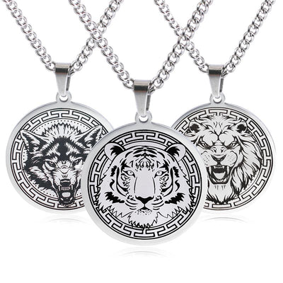 Unisex Titanium Steel Spiritual Protection Necklace with Animal Pendant