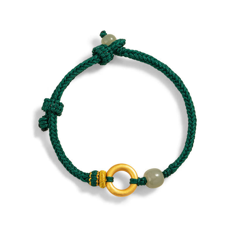 Sterling Silver Hetian Jade Peace Buckle Bracelet for Luck