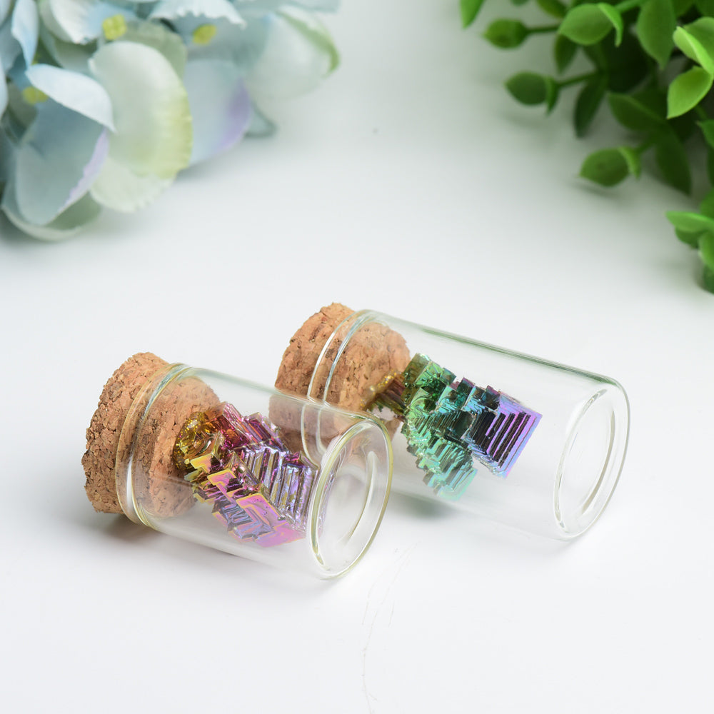 Bismuth Crystal Healing Wish Bottle 1.8-2.2in Display