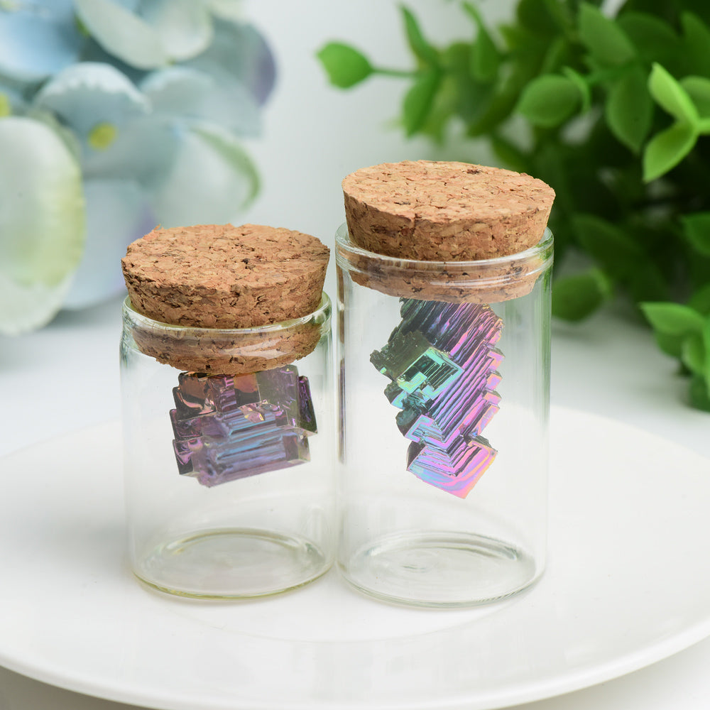 Bismuth Crystal Healing Wish Bottle 1.8-2.2in Display