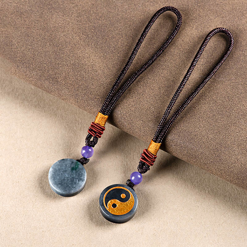 Black Jade Yin Yang Protection Key Chain with Balance