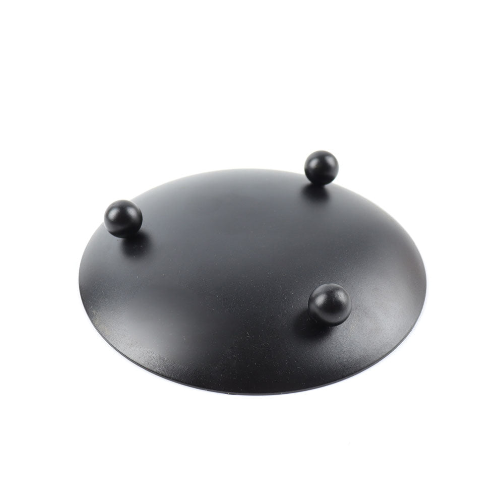 Black Metal Plate Stand 4.28" with Gold Spiritual Design